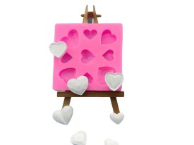 Molde silicona 9 corazones surtidos